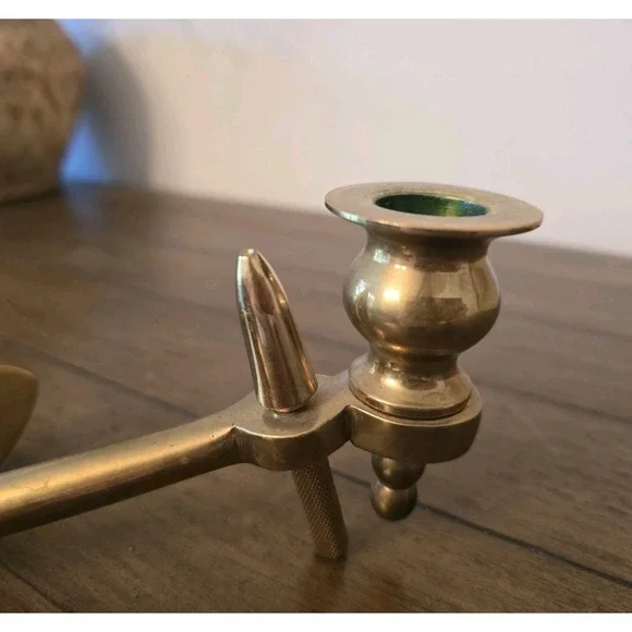 Vintage Nautical Solid Brass Anchor Candlestick Candle Holder Boat Yacht Decor - Picture 3 of 7